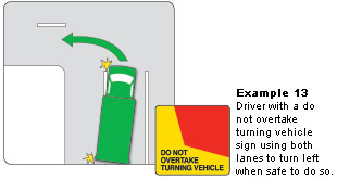 Do Not Overtake Turning Vehicle diagram