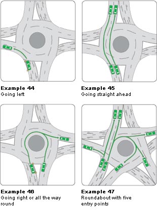 In a roundabout examples