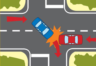 Collision diagram while turning across oncoming traffic