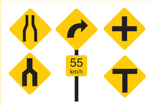 Example change in road condition signs