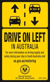 Drive on the left in australia