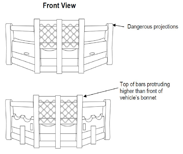 unacceptable bull bar - front view